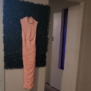 Elegant Peach Sleeveless Dress